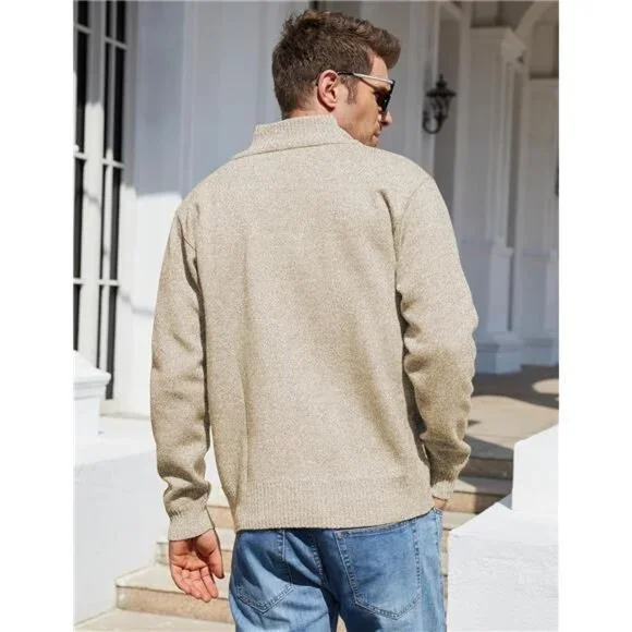 Mens Knitted Cardigan Sweater Full Zip Knit Jacket Long Sleeve Casual Warm Coat Cardigans